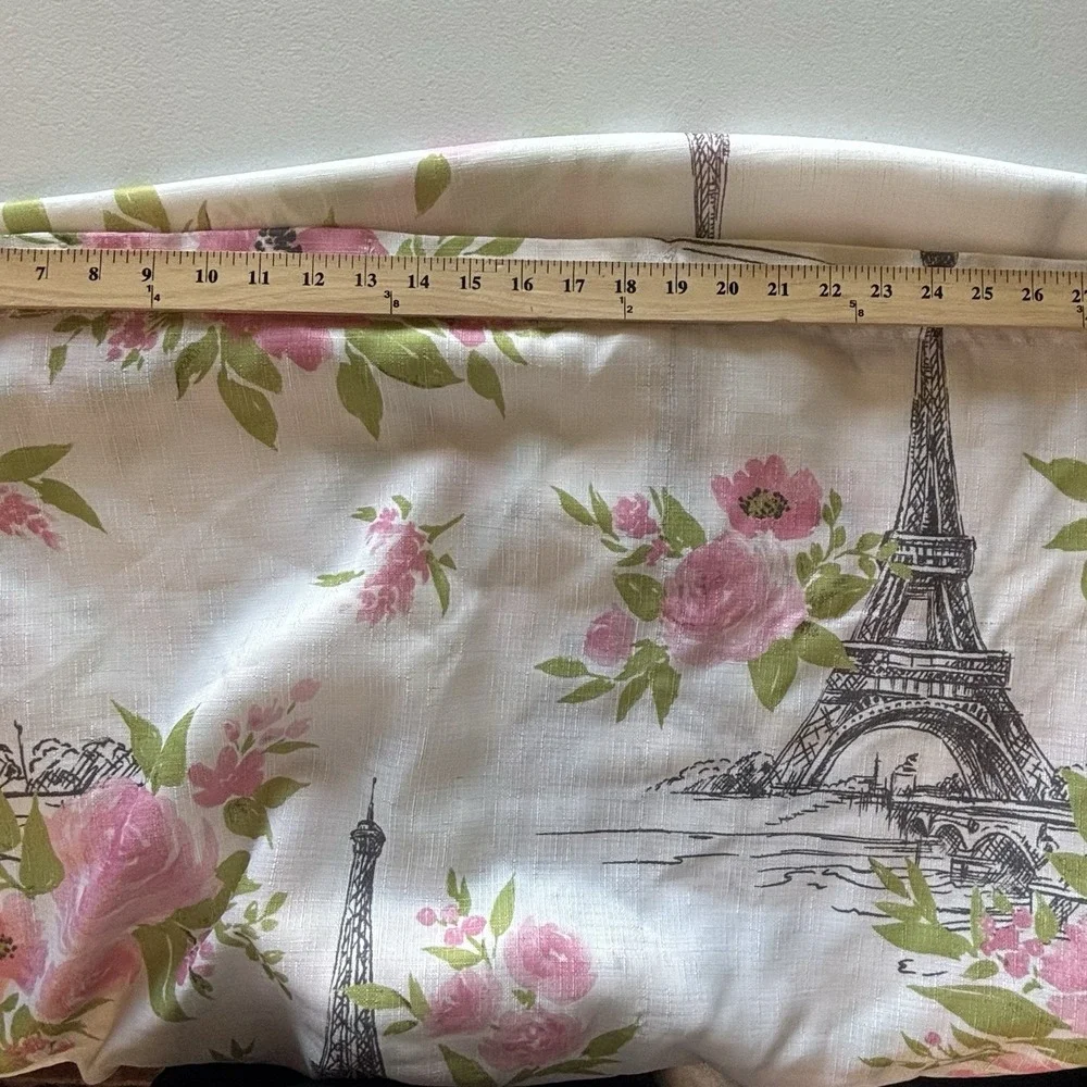 Nanette Lepore Shower Curtain Eiffel Tower Pink Floral Cottagecore